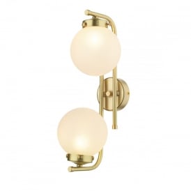 JAZZ Twin Wall Light in Butter Brass and Opal Glass