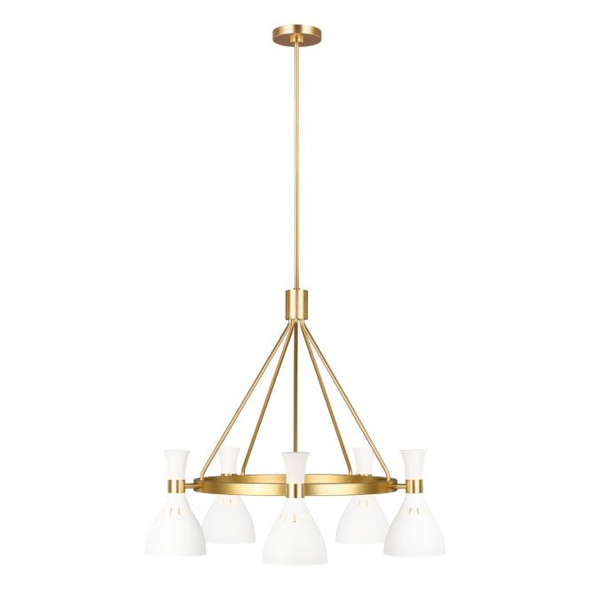 JOAN Chandelier Matte White | Burnished Brass