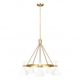JOAN Chandelier Matte White | Burnished Brass