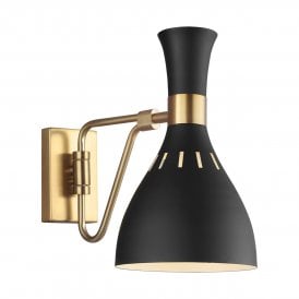 JOAN Wall Light Midnight Black | Burnished Brass