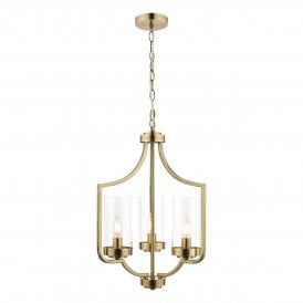 3 light antique brass ceiling light chandelier with clear glass shades