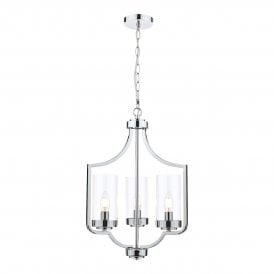 3 light polished chrome ceiling light chandelier with clear glass shades