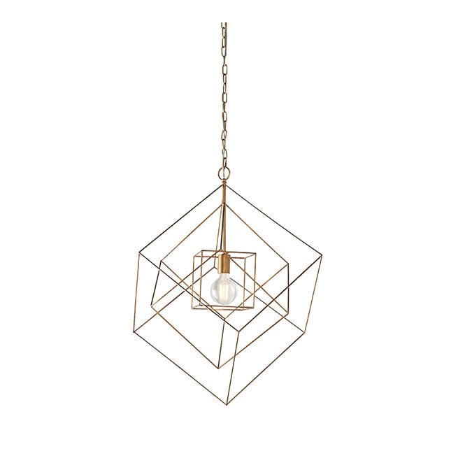 KALEIDOSCOPE Large Gold Leaf Angular Framed Single Pendant