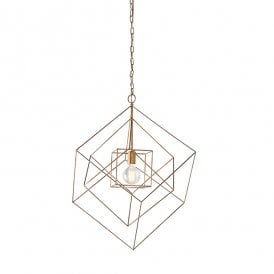 KALEIDOSCOPE Large Gold Leaf Angular Framed Single Pendant