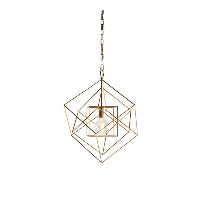 KALEIDOSCOPE Medium Gold Leaf Angular Framed Single Pendant