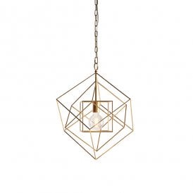 KALEIDOSCOPE Medium Gold Leaf Angular Framed Single Pendant