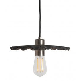 KAPOK Ceramic Pendant Light in Black Clay and Antique Silver
