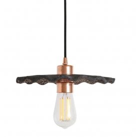 KAPOK Ceramic Pendant Light in Black Clay and Polished Copper