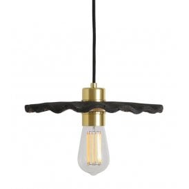 KAPOK Ceramic Pendant Light in Black Clay and Satin Brass