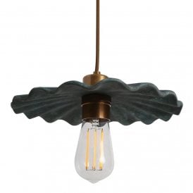 KAPOK Ceramic Pendant Light in Blue Earth and Antique Brass