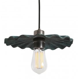 KAPOK Ceramic Pendant Light in Blue Earth and Antique Silver