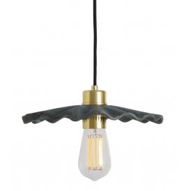 KAPOK Ceramic Pendant Light in Blue Earth and Polished Brass
