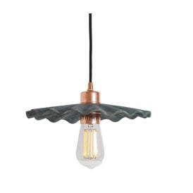 KAPOK Ceramic Pendant Light in Blue Earth and Polished Copper