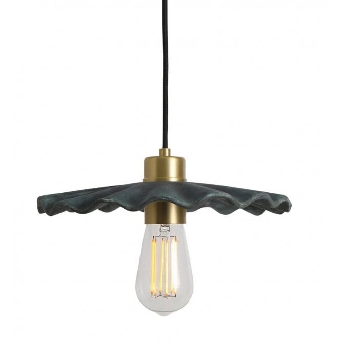 KAPOK Ceramic Pendant Light in Blue Earth and Satin Brass