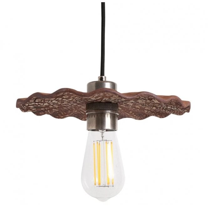 KAPOK Ceramic Pendant Light in Red Iron and Antique Silver