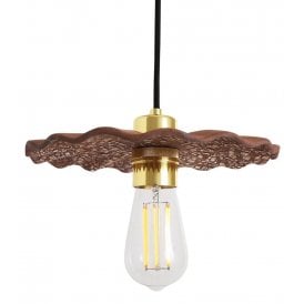 KAPOK Ceramic Pendant Light in Red Iron and Polished Brass