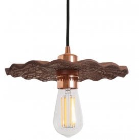 KAPOK Ceramic Pendant Light in Red Iron and Polished Copper