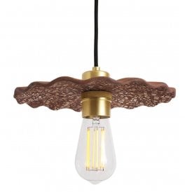 KAPOK Ceramic Pendant Light in Red Iron and Satin Brass