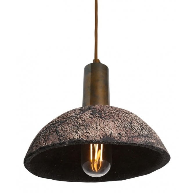 KAURI Ceramic Pendant Light in Black Clay and Antique Brass
