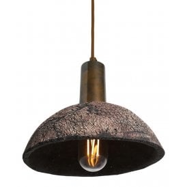 KAURI Ceramic Pendant Light in Black Clay and Antique Brass