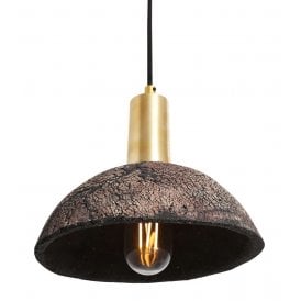 KAURI Ceramic Pendant Light in Black Clay and Polished Brass
