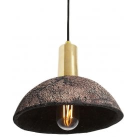 KAURI Ceramic Pendant Light in Black Clay and Satin Brass