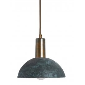 KAURI Ceramic Pendant Light in Blue Earth and Antique Brass