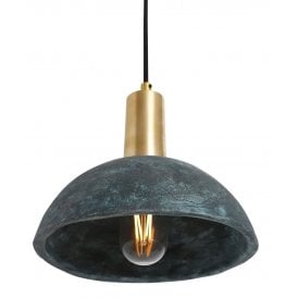 KAURI Ceramic Pendant Light in Blue Earth and Satin Brass