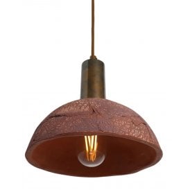 KAURI Ceramic Pendant Light in Red Iron and Antique Brass