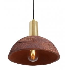 KAURI Ceramic Pendant Light in Red Iron and Polished Brass