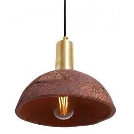KAURI Ceramic Pendant Light in Red Iron and Satin Brass