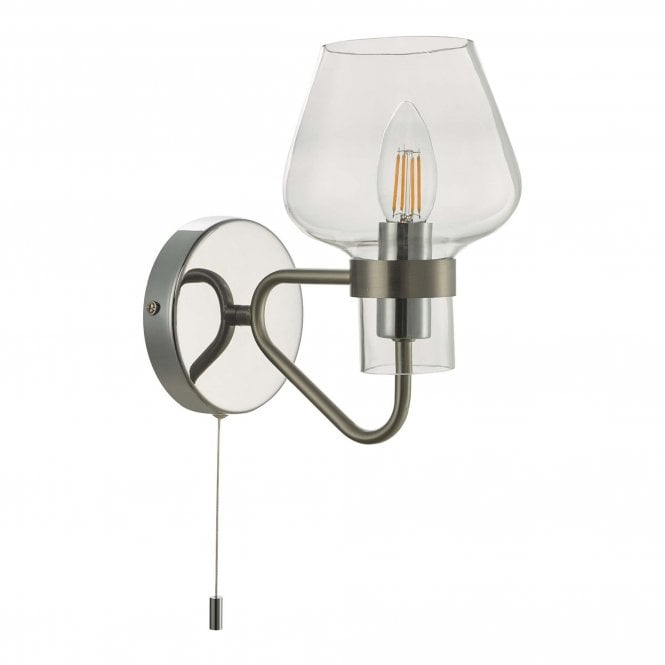 KETA Wall Light | Satin Chrome & Clear Glass Candle Style