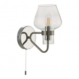 KETA Wall Light | Satin Chrome & Clear Glass Candle Style