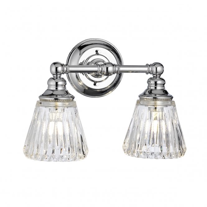 KEYNES 2 Light Wall Light in Polished Chrome IP44 Bathroom Safe