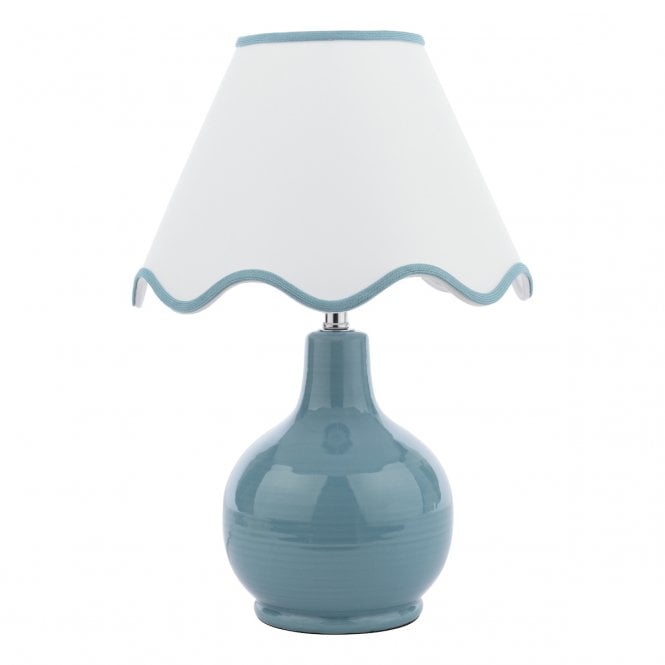  Bramhope Table Lamp Blue Ceramic With Shade