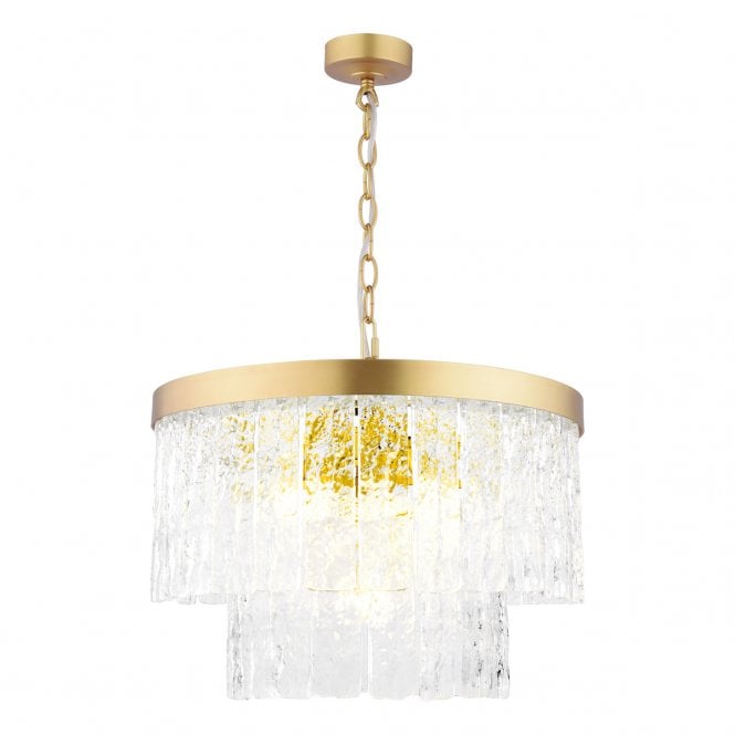  Durnsford 4 Light Pendant Matt Antique Brass and Glass