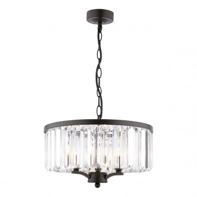  Elkwood 3 Light Pendant Crystal and Black