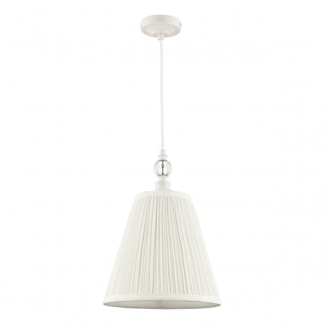  Ellis Pendant Satin Cream and Crystal With Shade