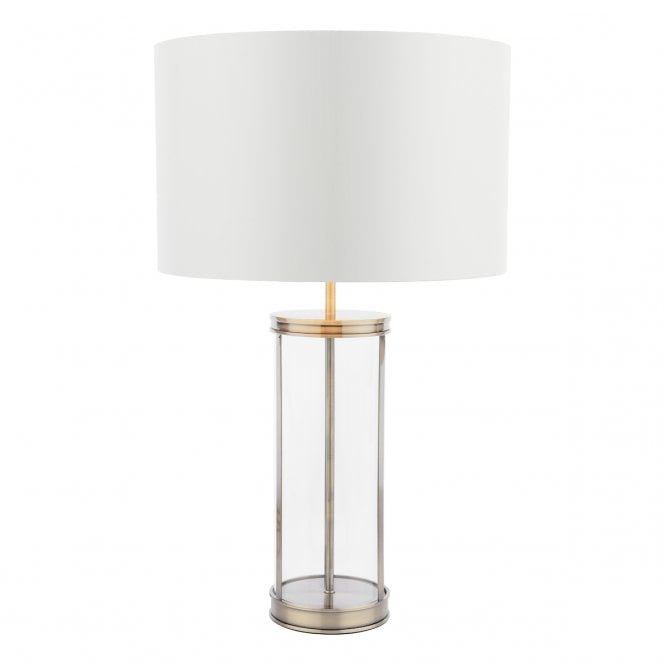  Harrington Large Table Lamp Antique Brass and Glass With Shade