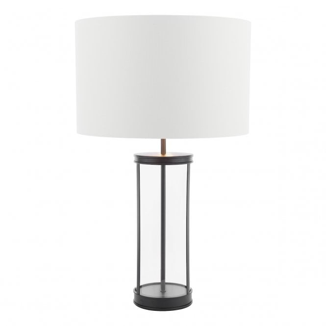  Harrington Large Table Lamp Matt Black and Glass With Shade