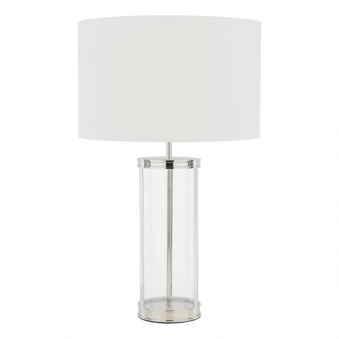  Harrington Large Table Lamp Polished Nickel and Glass With Shade