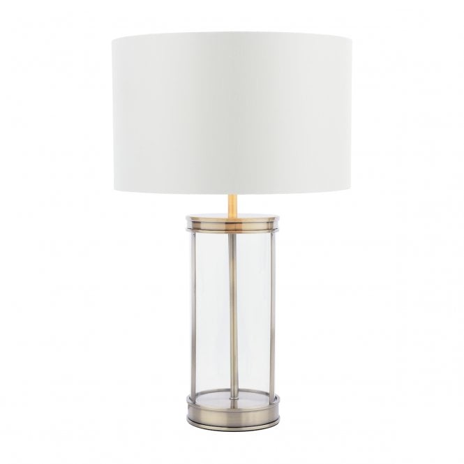  Harrington Small Table Lamp Antique Brass and Glass With Shade