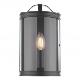 Matt Black Metal Wall Light with Glass Casing 