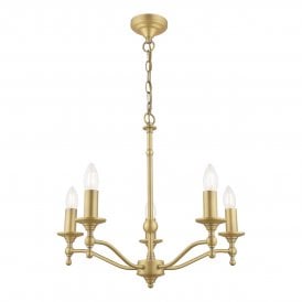 5 Light Armed Pendant Chandelier in Matt Antique Brass fitting only