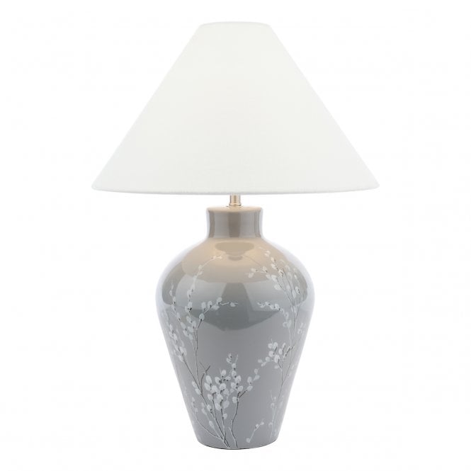  Pussywillow Table Lamp Grey Ceramic and Polished Nickel With Shade