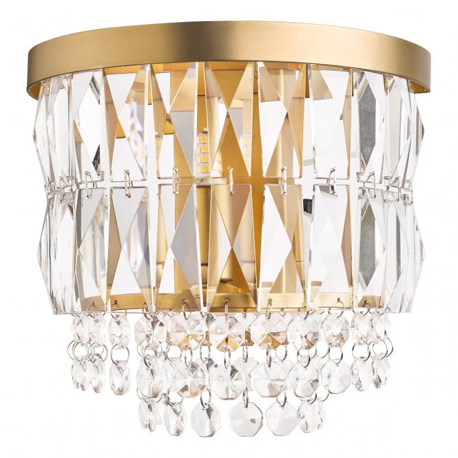  Rhosill Wall Light Crystal and Matt Antique Brass