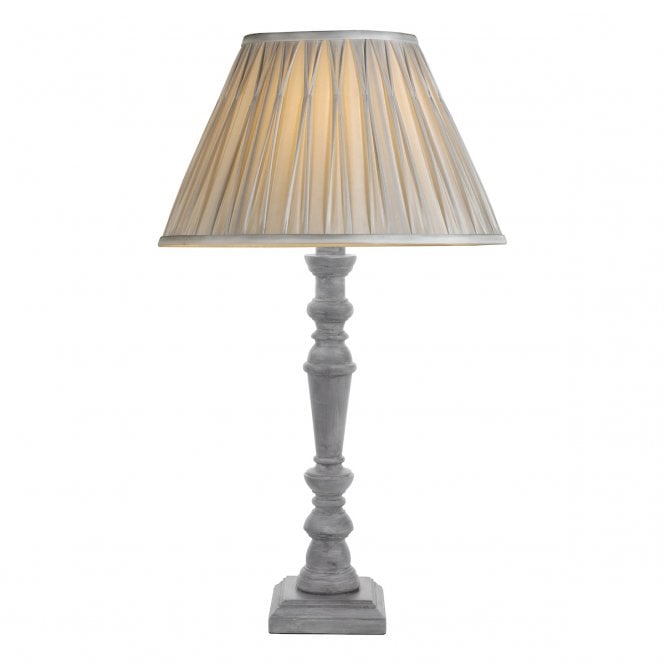  Tate Table Lamp Distressed Grey and Polished Chrome Base Only
