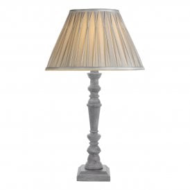 Distressed Hand Painted Grey Table Lamp Base Only with Polished Chrome 