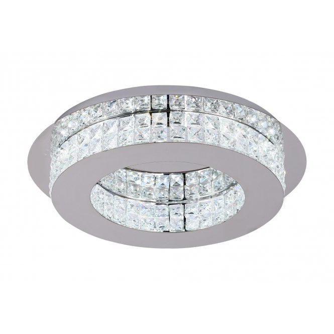 LIVIA Crystal & Chrome Flush Ceiling Light