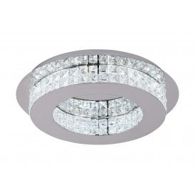 LIVIA Crystal & Chrome Flush Ceiling Light